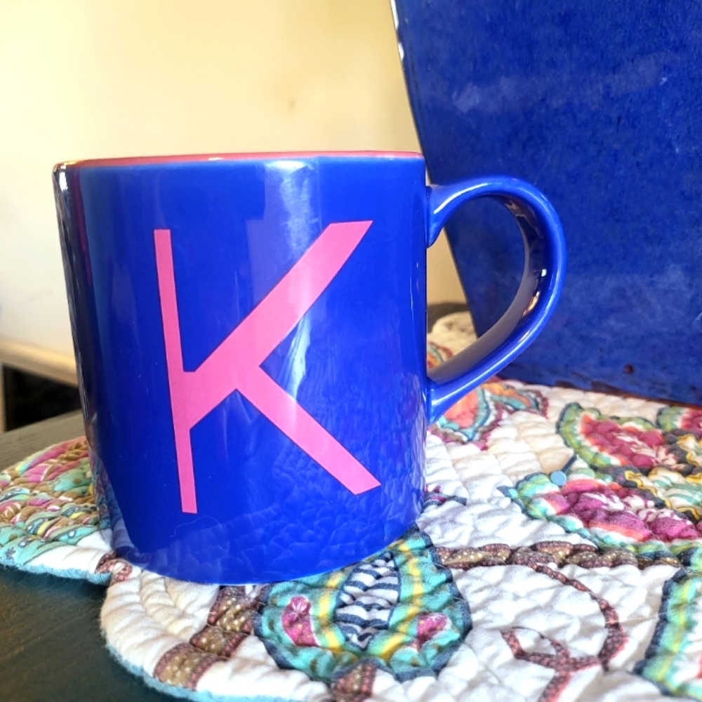"K" Opal House Stoneware Monogram Personal Name Initial Mug